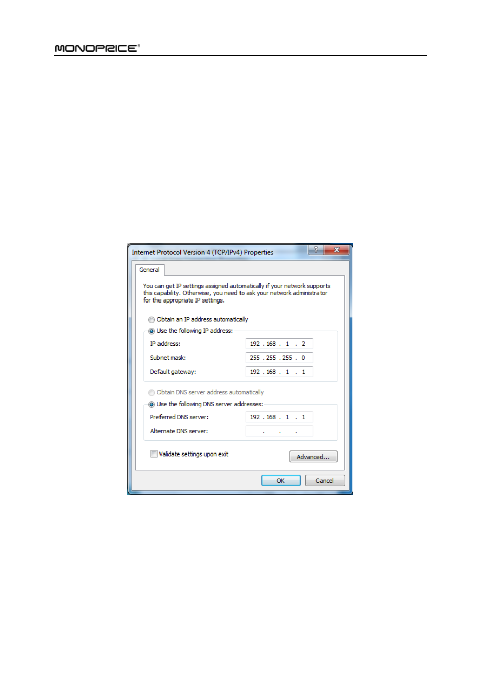 Appendix 1, Setting the ip of your pc manually, Etting the | Of your, Manually | Monoprice PID 8743 Wireless N ADSL2 Modem and Router 802 11N WPS Function 2T2R 300Mbps User Manual | Page 127 / 147