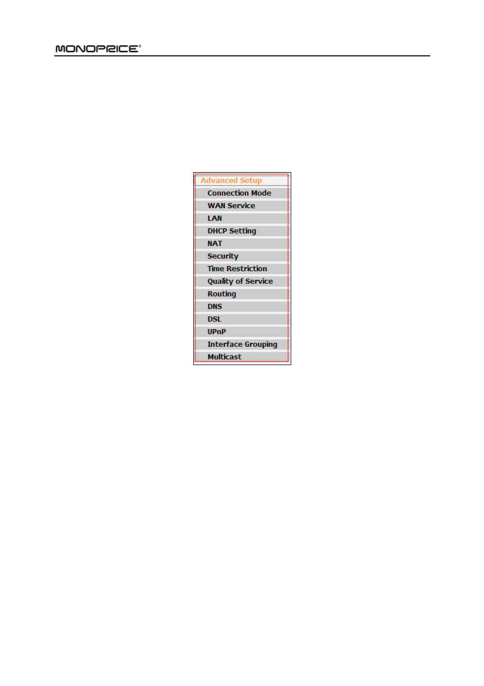 2 advanced setup, 1 connection mode, Dvanced | Etup | Monoprice PID 8743 Wireless N ADSL2 Modem and Router 802 11N WPS Function 2T2R 300Mbps User Manual | Page 35 / 147