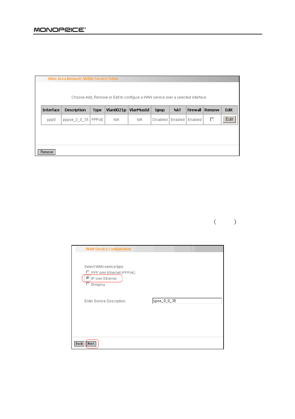Ip over ethernet | Monoprice PID 8743 Wireless N ADSL2 Modem and Router 802 11N WPS Function 2T2R 300Mbps User Manual | Page 43 / 147
