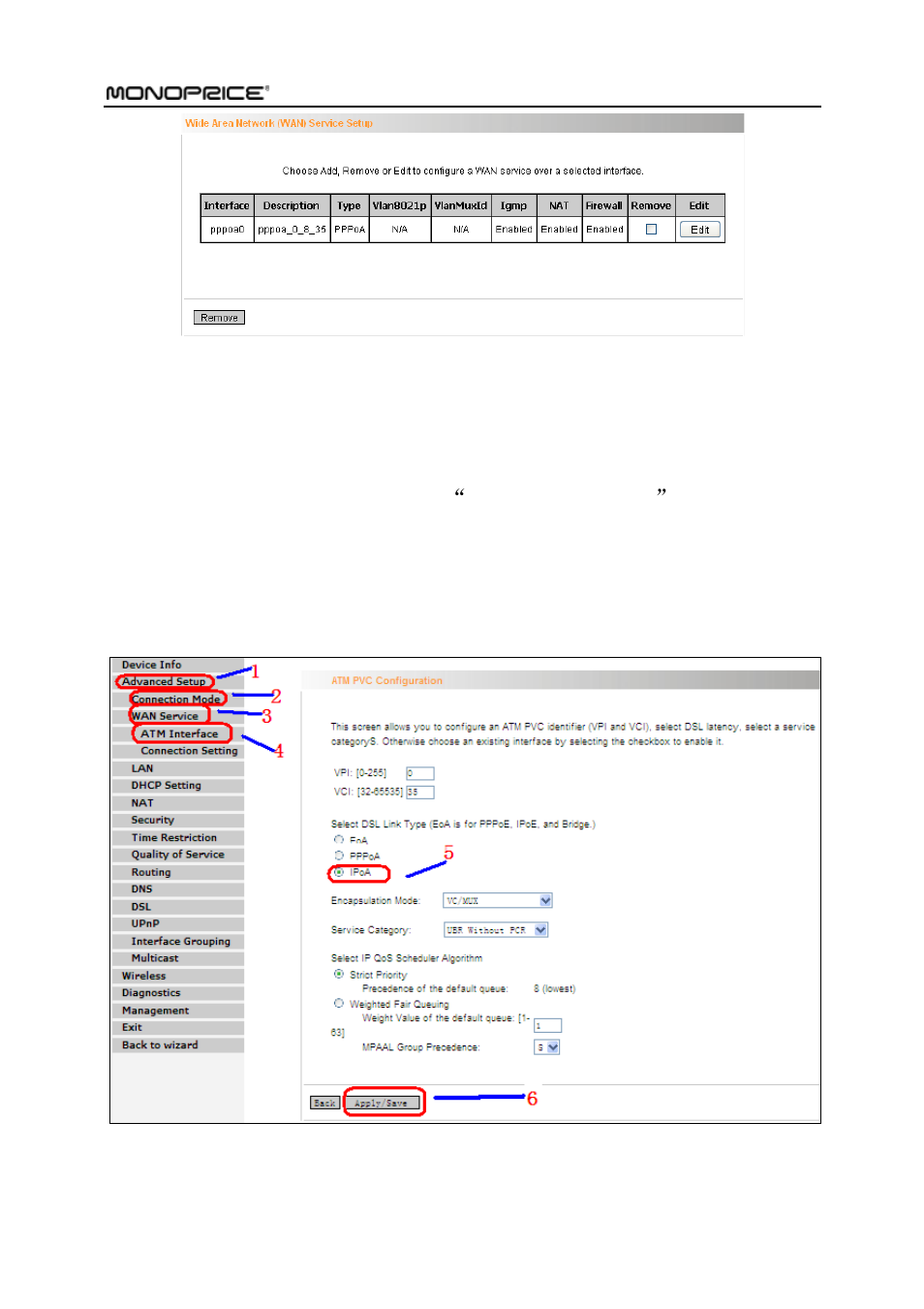 Ipoa | Monoprice PID 8743 Wireless N ADSL2 Modem and Router 802 11N WPS Function 2T2R 300Mbps User Manual | Page 54 / 147