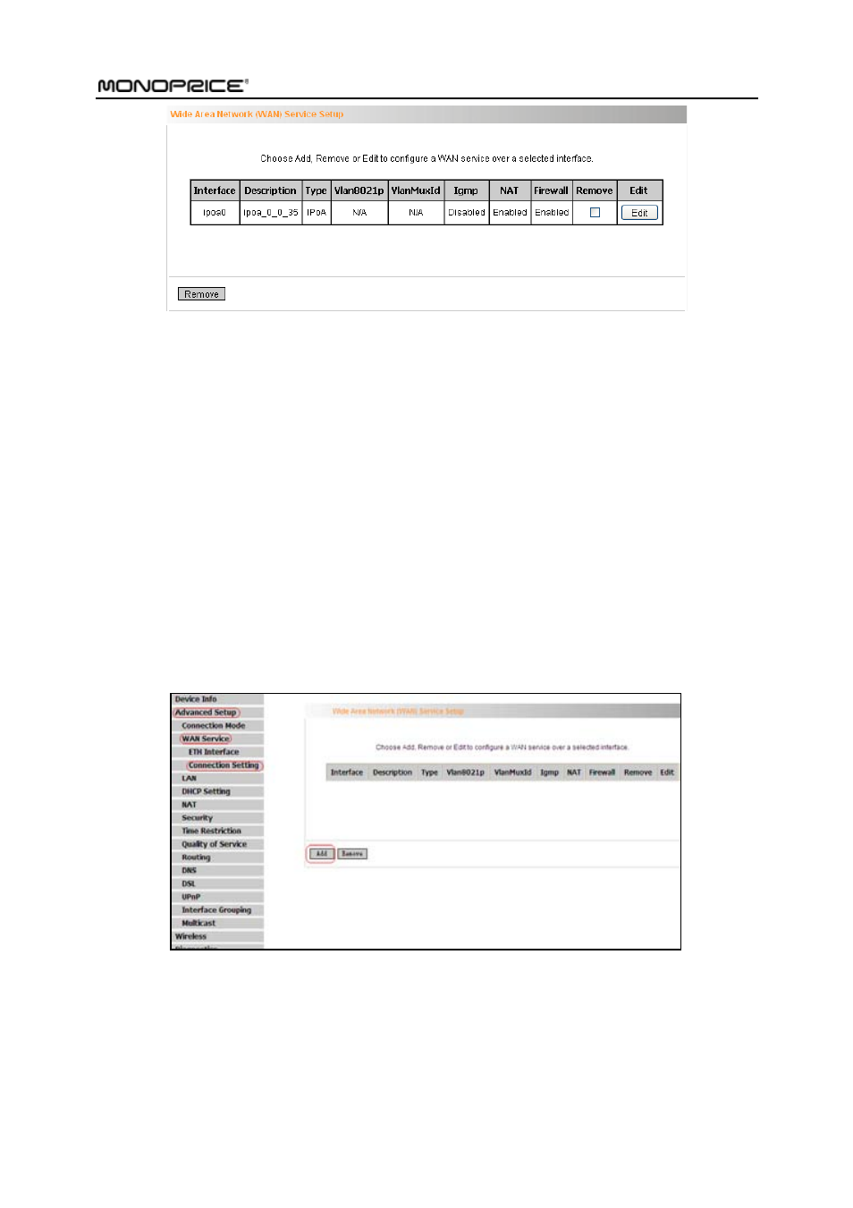 Wan configuration in ethernet mode, Ppp over ethernet (pppoe) | Monoprice PID 8743 Wireless N ADSL2 Modem and Router 802 11N WPS Function 2T2R 300Mbps User Manual | Page 58 / 147