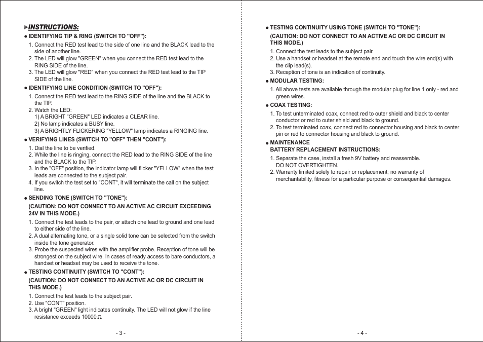 說明書-tct-470-中性無商標(rev980909)2 | Monoprice 8134 Tone Generator Probe User Manual | Page 2 / 2