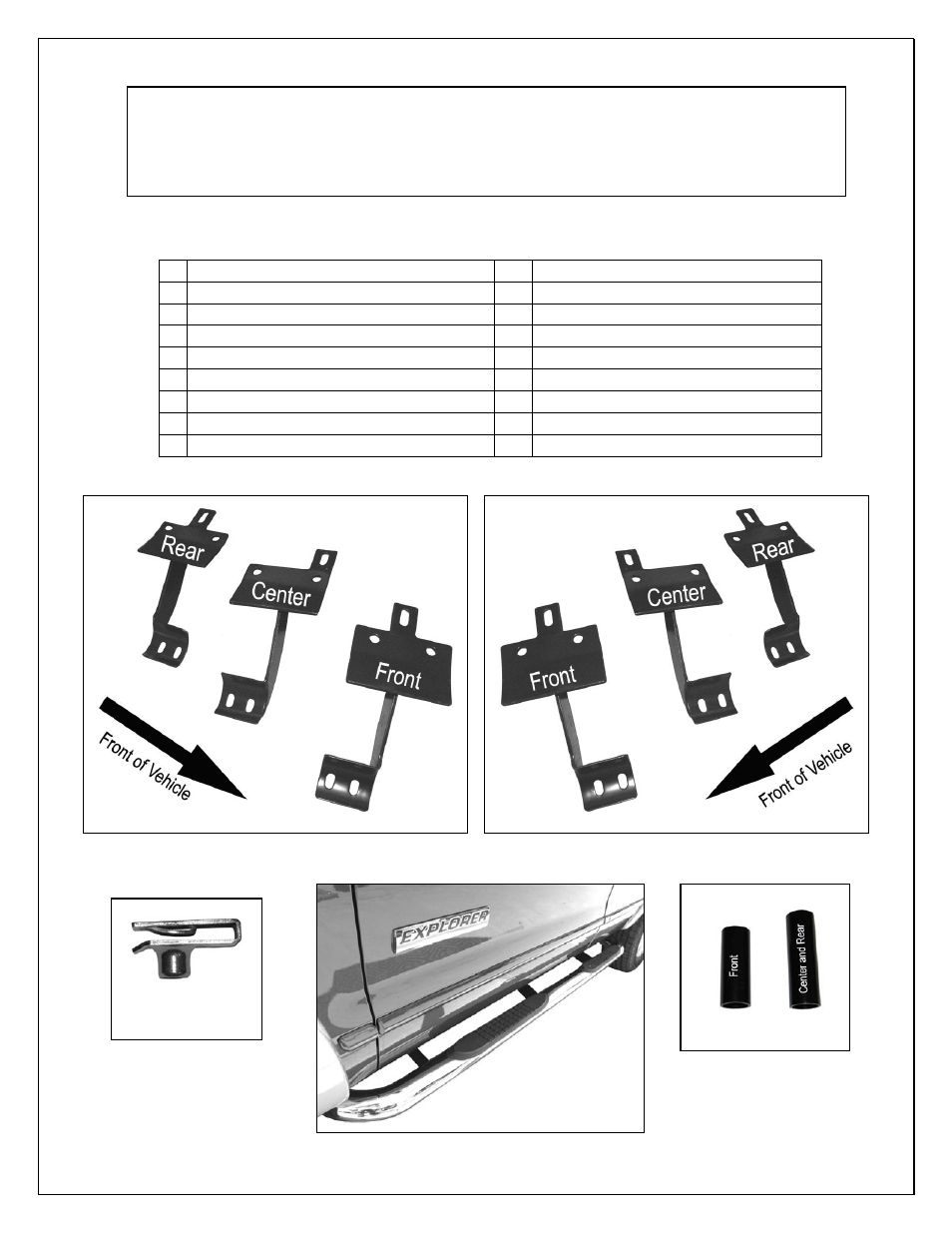 Installation instructions, Sidebar, On ford explorer 4 door suv | Part number #dz 372661/372662/372663 | Dee Zee DZ372663 User Manual | Page 2 / 4