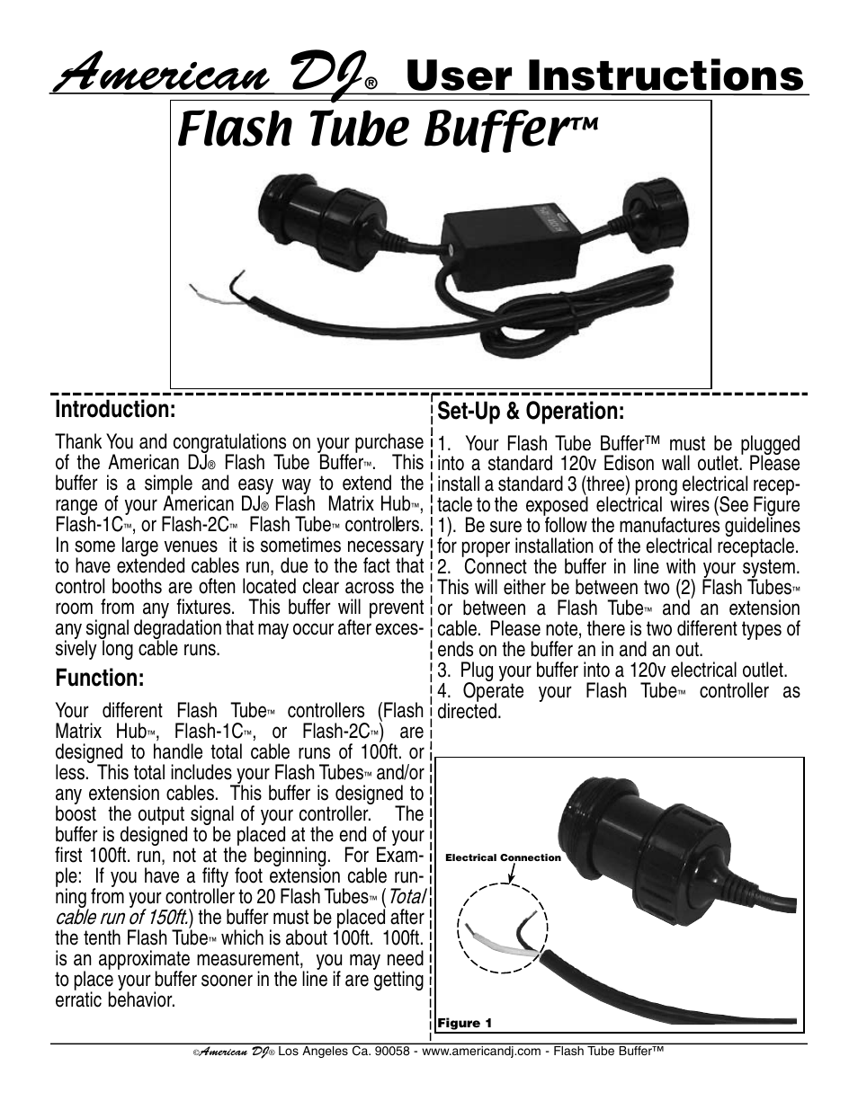 American DJ Flash Tube Buffer User Manual | 1 page