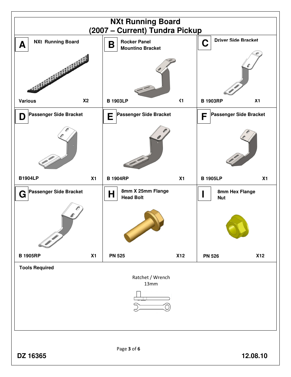 Nxt running board (2007 – current) tundra pickup | Dee Zee DZ16365 User Manual | Page 3 / 11