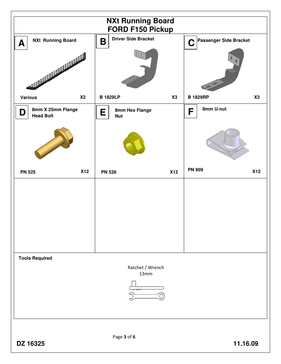 Nxt running board ford f150 pickup | Dee Zee DZ16325 User Manual | Page 3 / 11