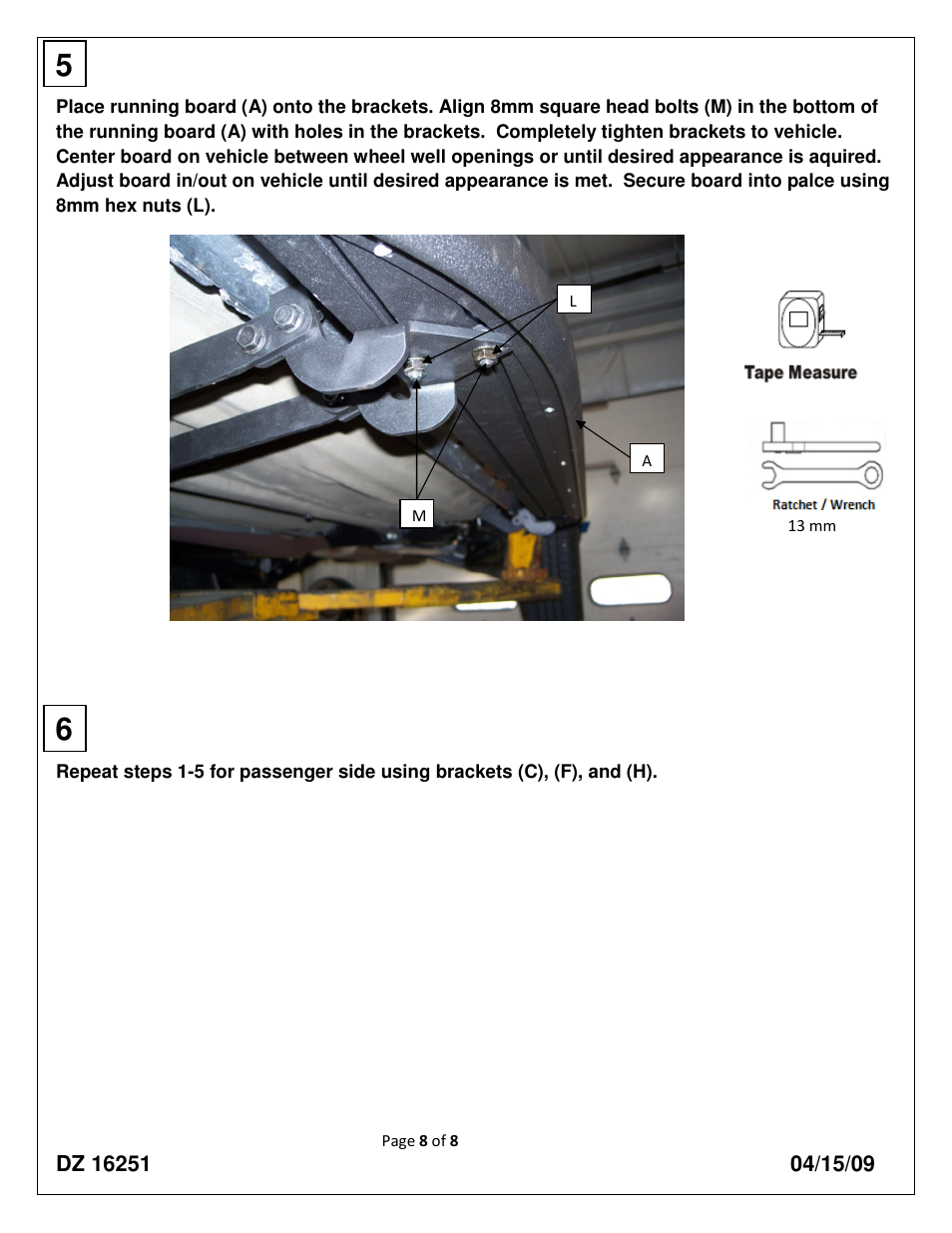 Dee Zee DZ16251 User Manual | Page 8 / 8