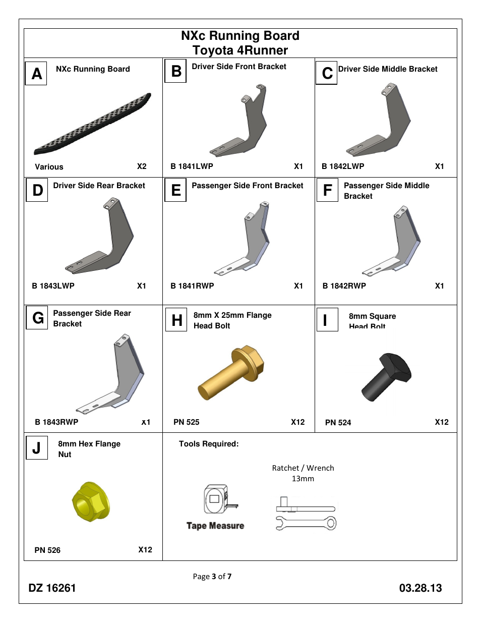 Nxc running board toyota 4runner | Dee Zee DZ16261 User Manual | Page 3 / 7