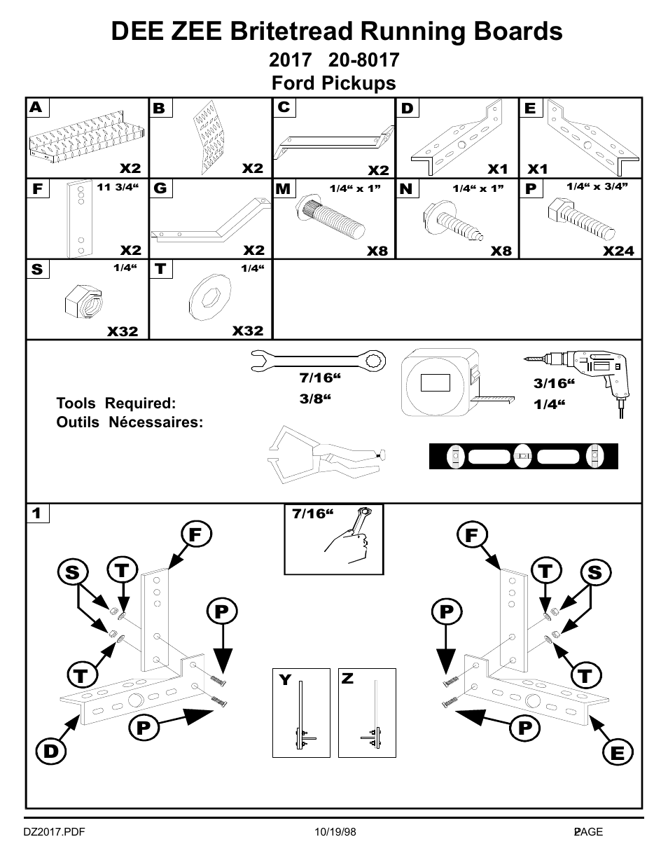 Dee zee britetread running boards | Dee Zee DZ2017 User Manual | Page 3 / 8