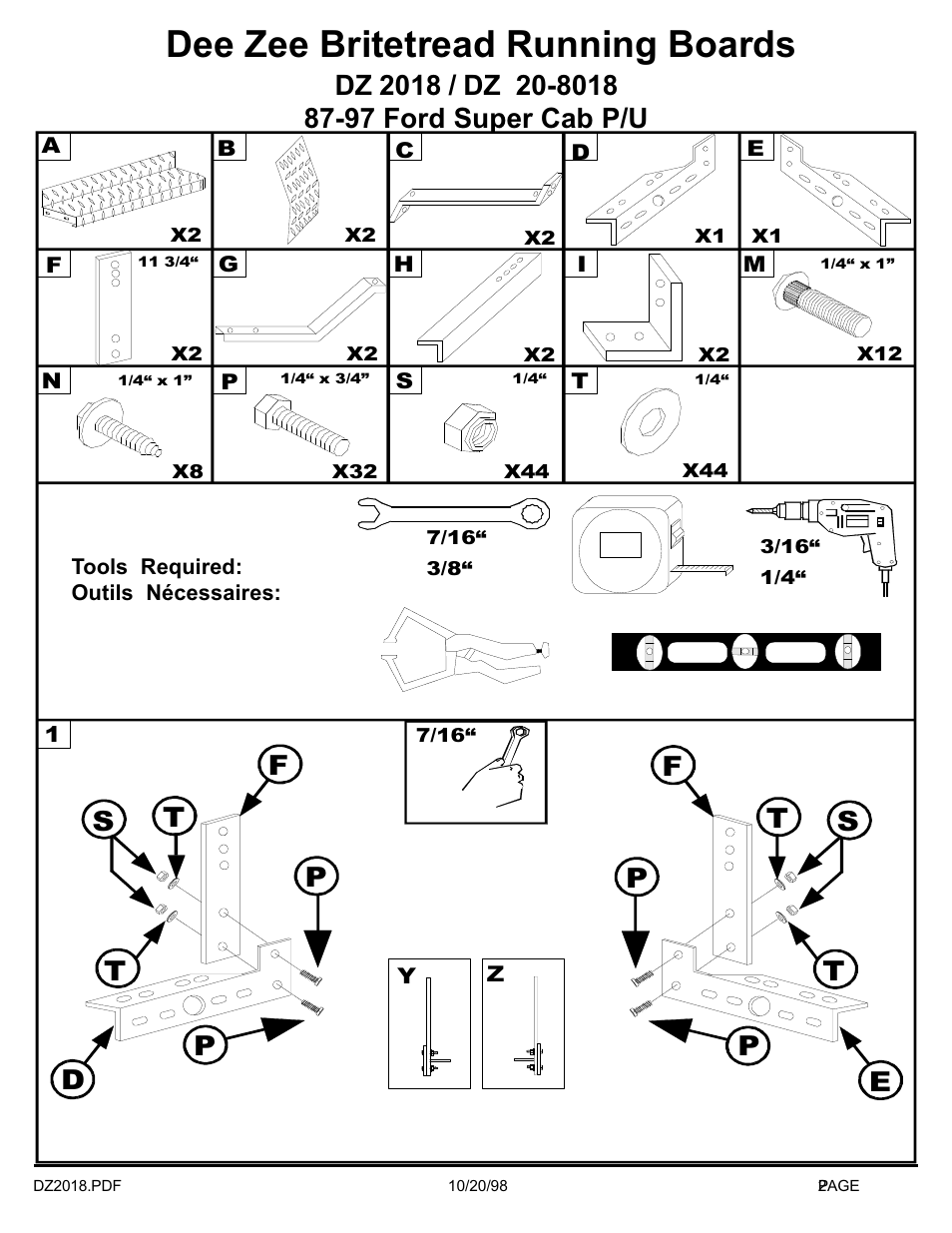 Dee zee britetread running boards | Dee Zee DZ2018 User Manual | Page 3 / 10