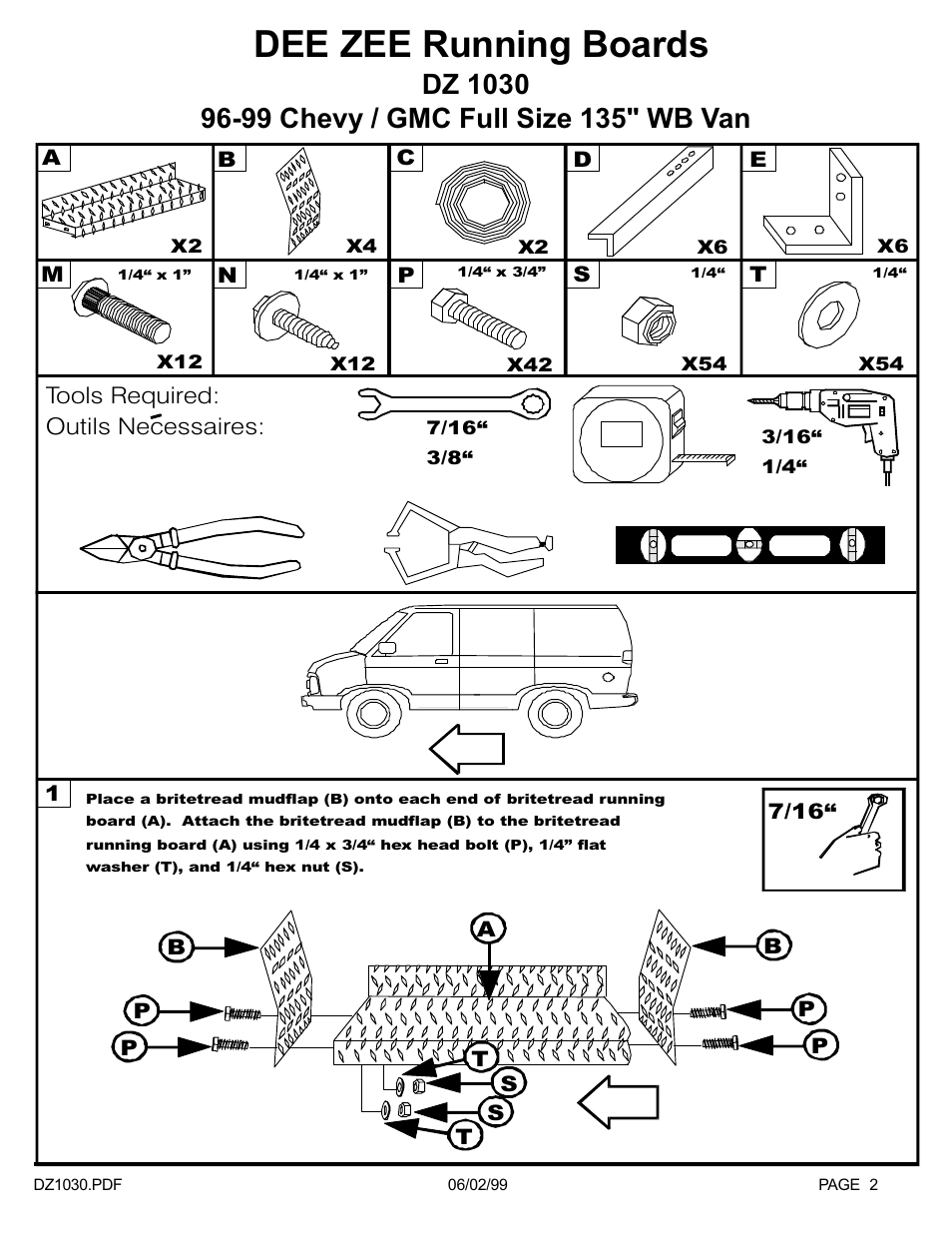 Dee zee running boards, Tools required: outils necessaires | Dee Zee DZ1030 User Manual | Page 3 / 7