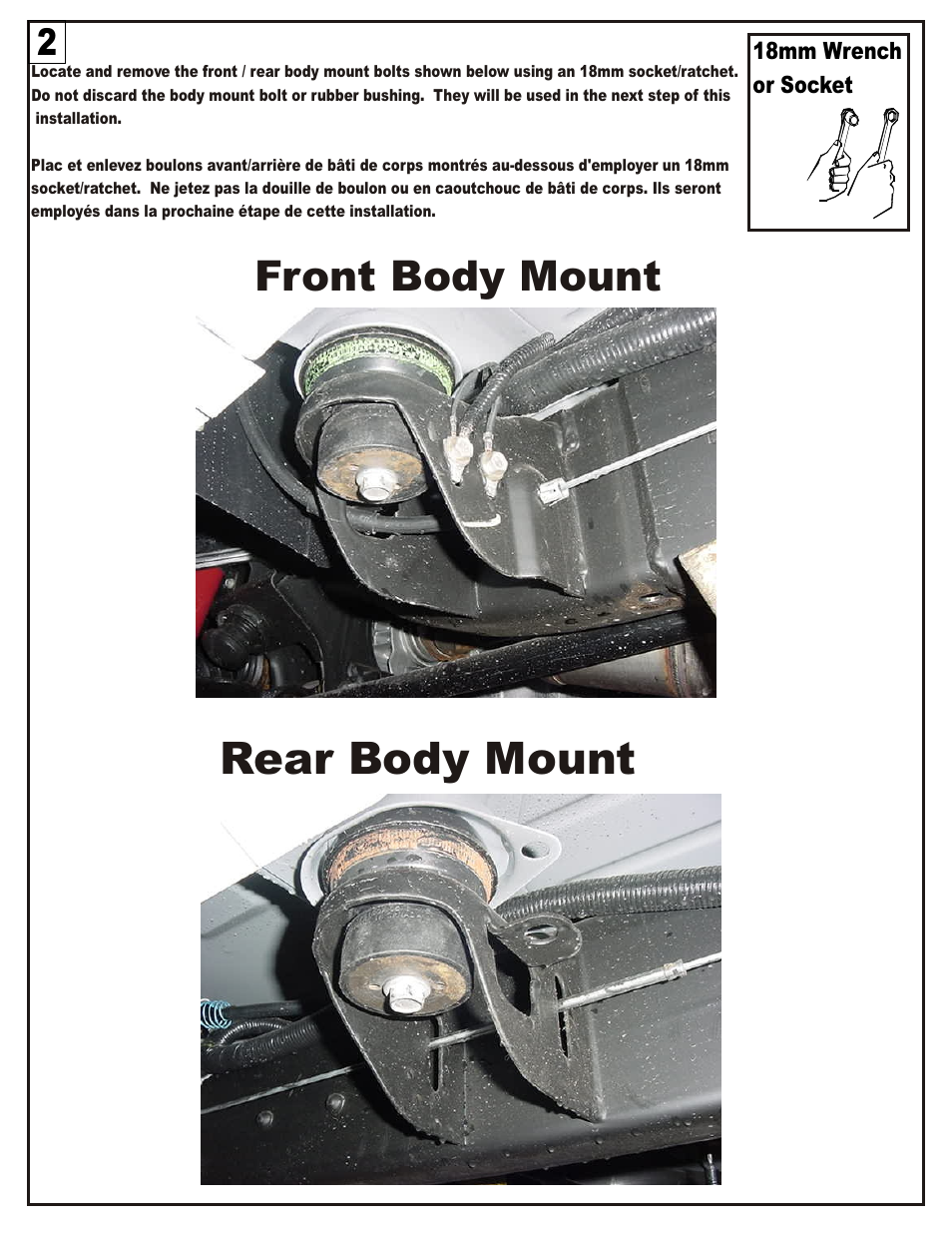 Rear body mount, Front body mount | Dee Zee DZ1051 User Manual | Page 5 / 8