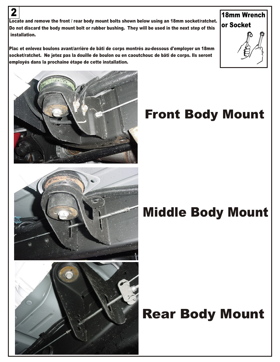 Rear body mount, Middle body mount, Front body mount | Dee Zee DZ1052 User Manual | Page 5 / 8