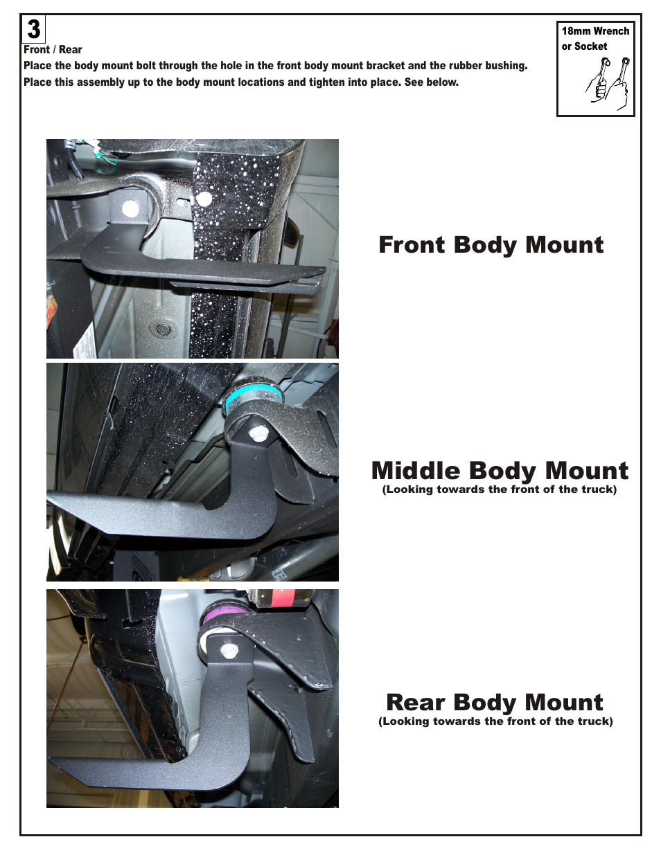 Middle body mount, Front body mount, Rear body mount | Dee Zee DZ1052 User Manual | Page 6 / 8