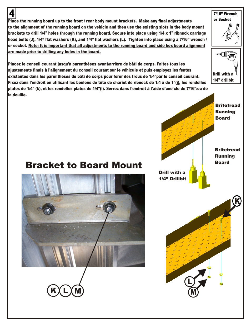 Bracket to board mount, Ml k, K l m | Dee Zee DZ1052 User Manual | Page 7 / 8