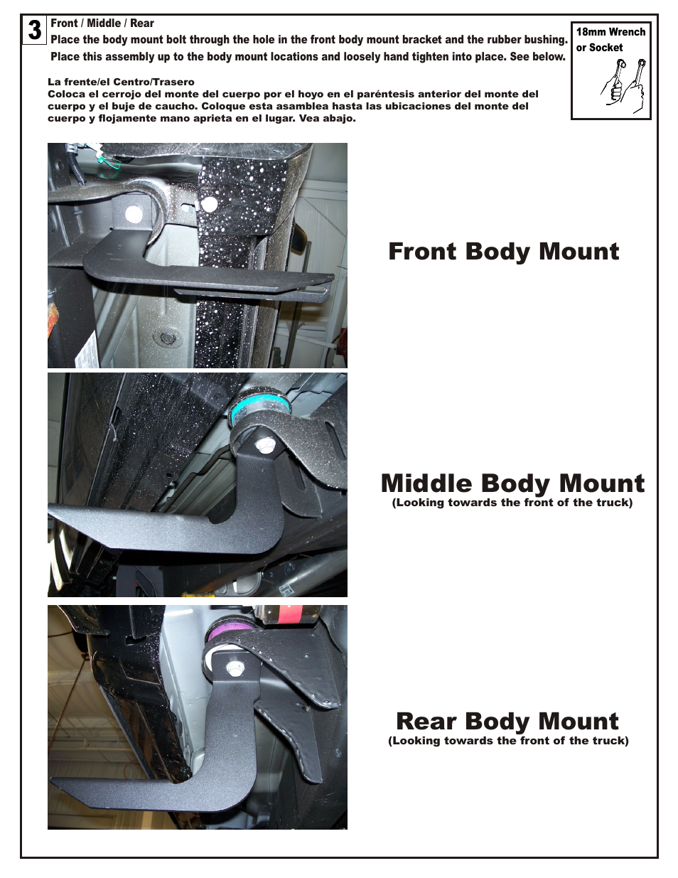 Middle body mount, Front body mount, Rear body mount | Dee Zee DZ1053 User Manual | Page 6 / 8