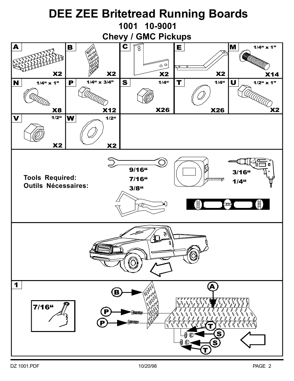 Dee zee britetread running boards | Dee Zee DZ1001 User Manual | Page 3 / 7