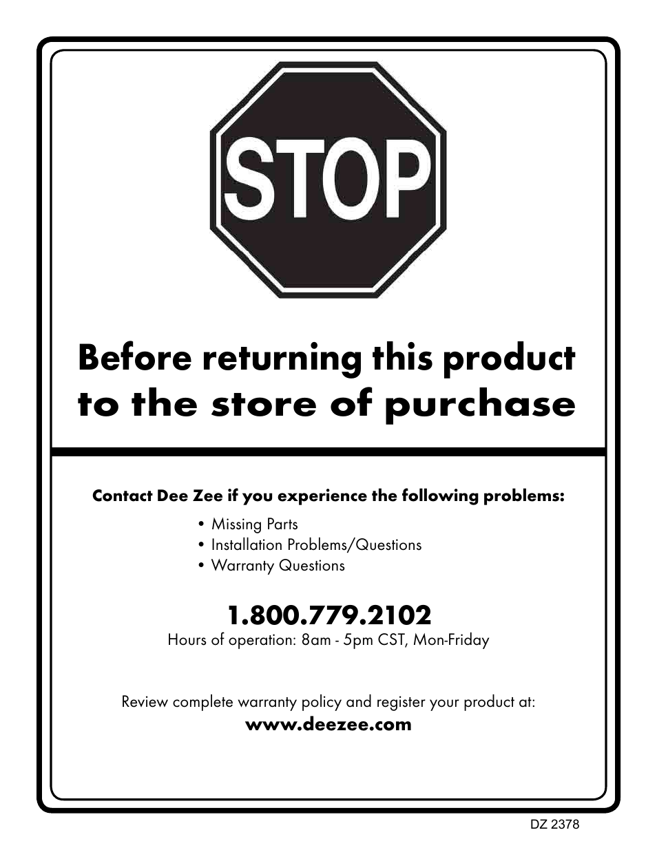 Dee Zee DZ1061 User Manual | 12 pages