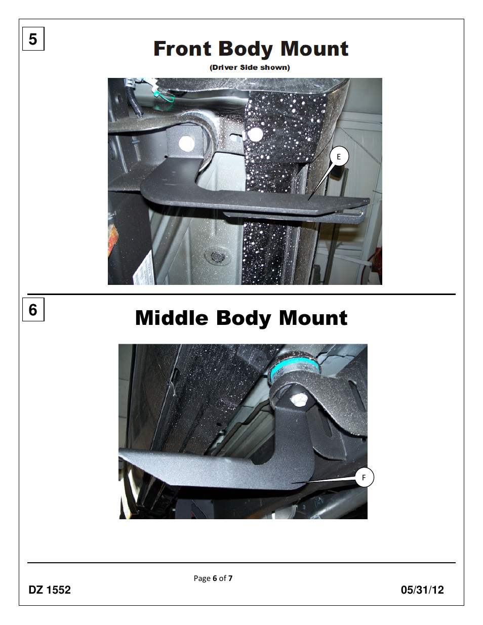 Middle body mount | Dee Zee DZ1552 User Manual | Page 6 / 7