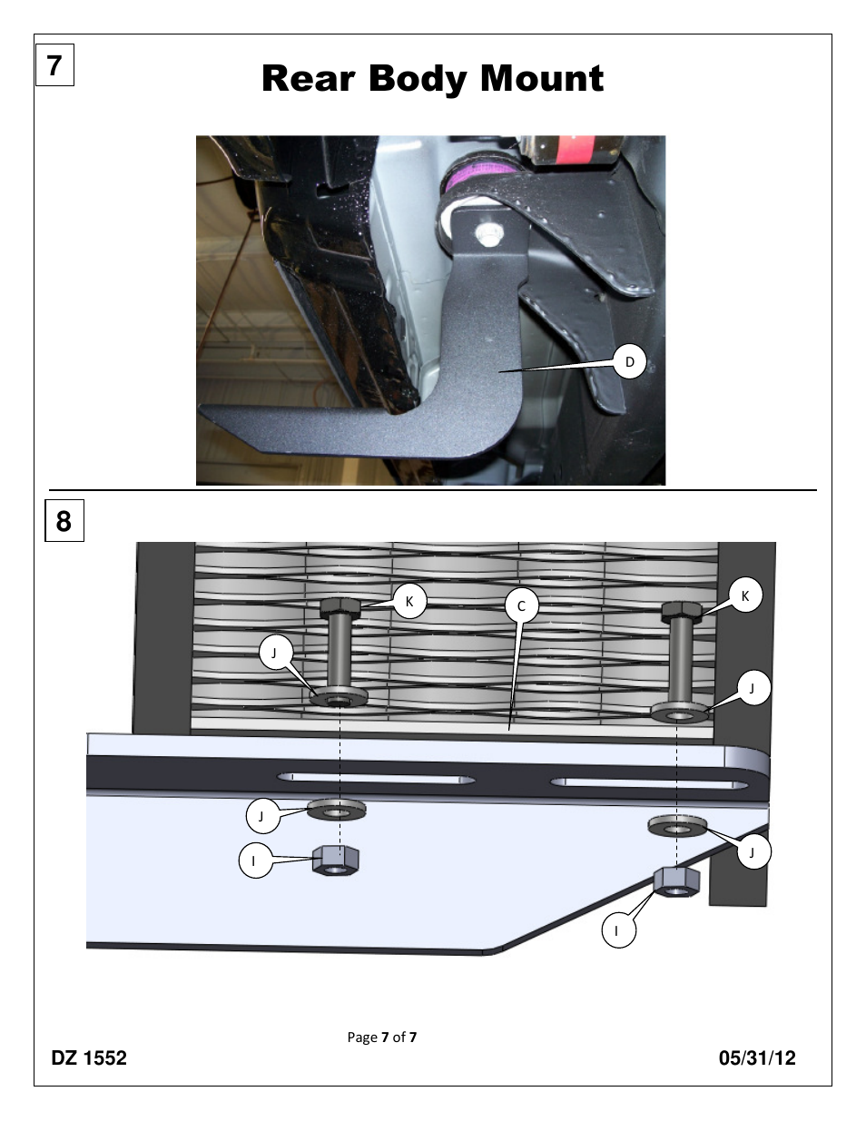 Rear body mount | Dee Zee DZ1552 User Manual | Page 7 / 7