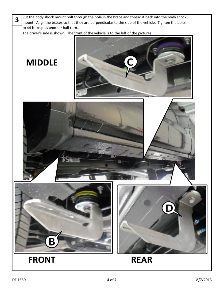 Middle front rear | Dee Zee DZ1559 User Manual | Page 6 / 9