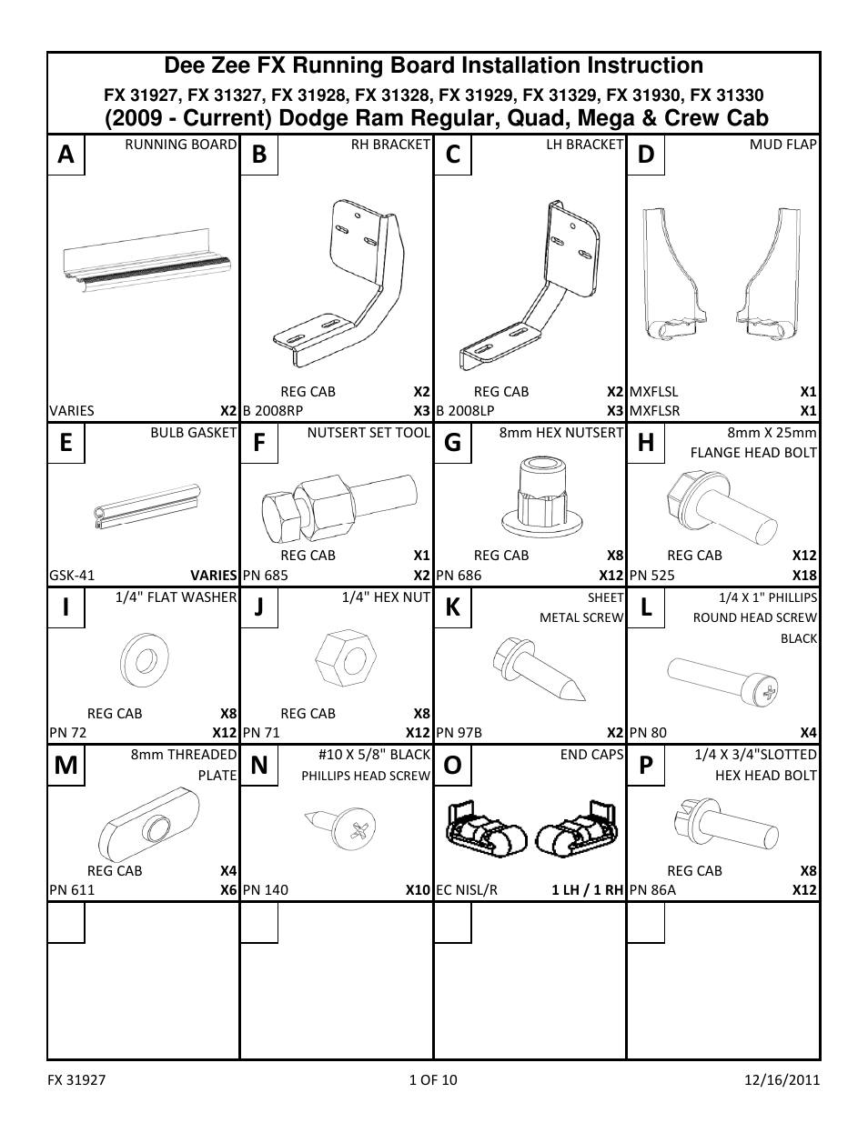 Ab c d, Ef g h, Im n o | Dee Zee FX31930 User Manual | Page 3 / 12