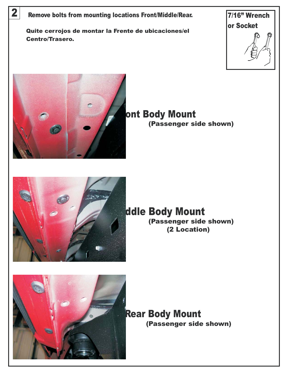 Middle body mount, Front body mount 2-rear body mount | Dee Zee DZ64022 User Manual | Page 5 / 7