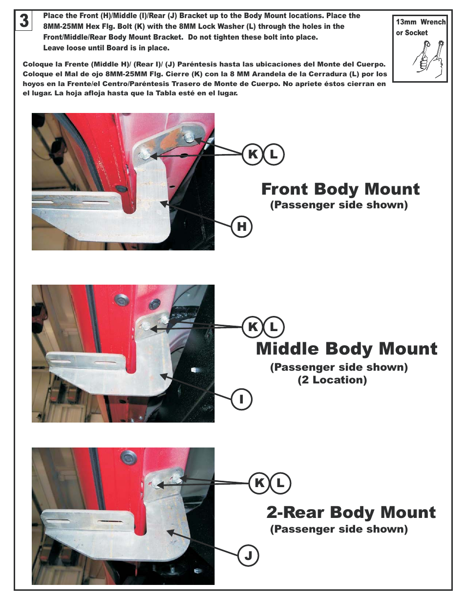 Middle body mount, Front body mount 2-rear body mount | Dee Zee DZ64022 User Manual | Page 6 / 7