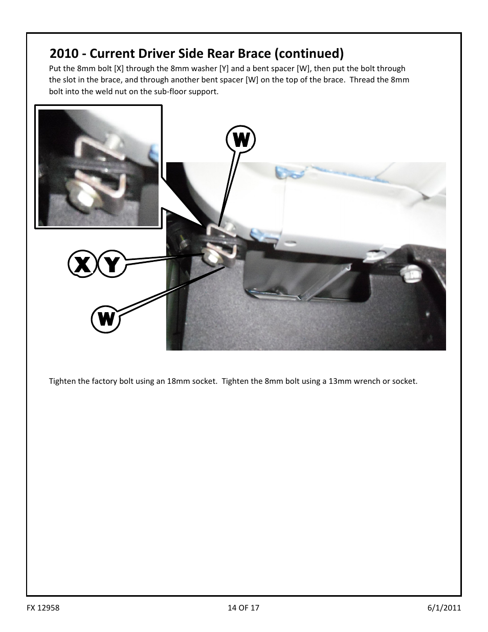 2010 - current driver side rear brace (continued) | Dee Zee FX12358 User Manual | Page 16 / 19