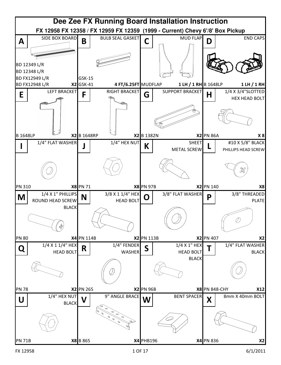 Ij k, Dee zee fx running board installation instruction | Dee Zee FX12358 User Manual | Page 3 / 19