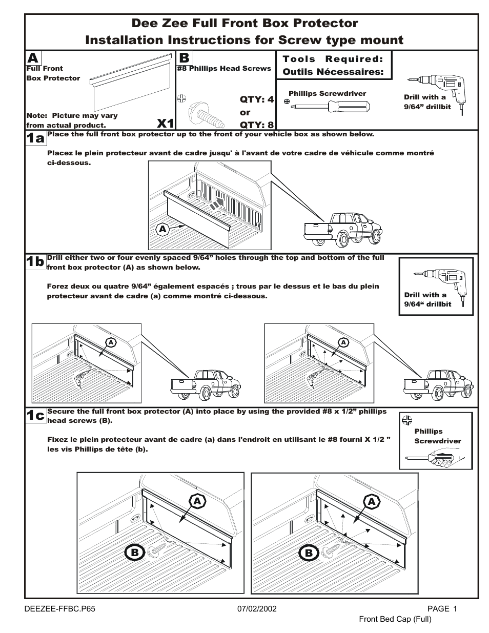 1b 1c | Dee Zee DZ5122 User Manual | Page 2 / 3