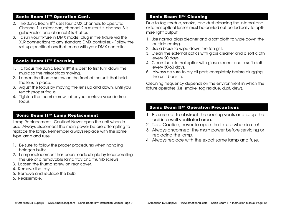 American DJ Sonic Beam II User Manual | Page 5 / 8