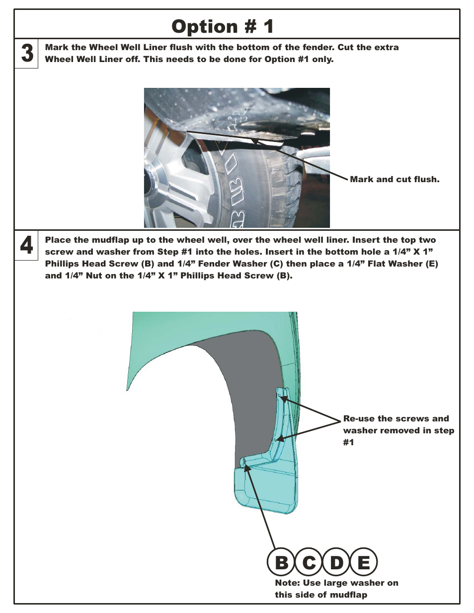 B c d e, Option # 1 | Dee Zee DZ17940 User Manual | Page 5 / 6