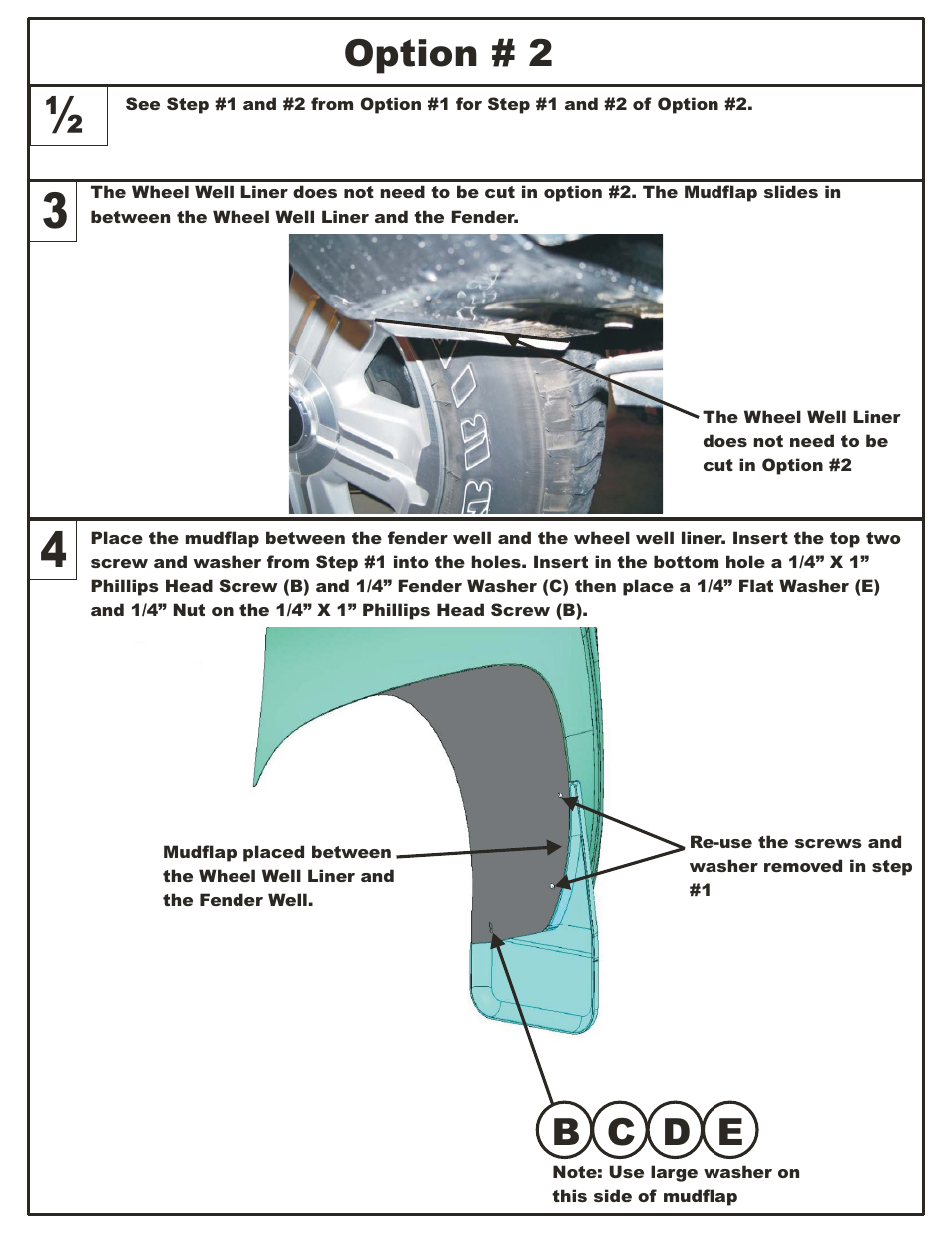 B c d e, Option # 2 | Dee Zee DZ17940 User Manual | Page 6 / 6