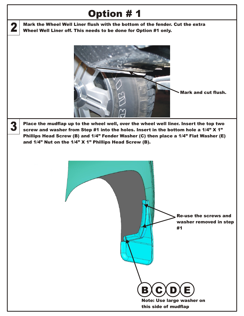 B c d e, Option # 1 | Dee Zee DZ17943 User Manual | Page 4 / 5