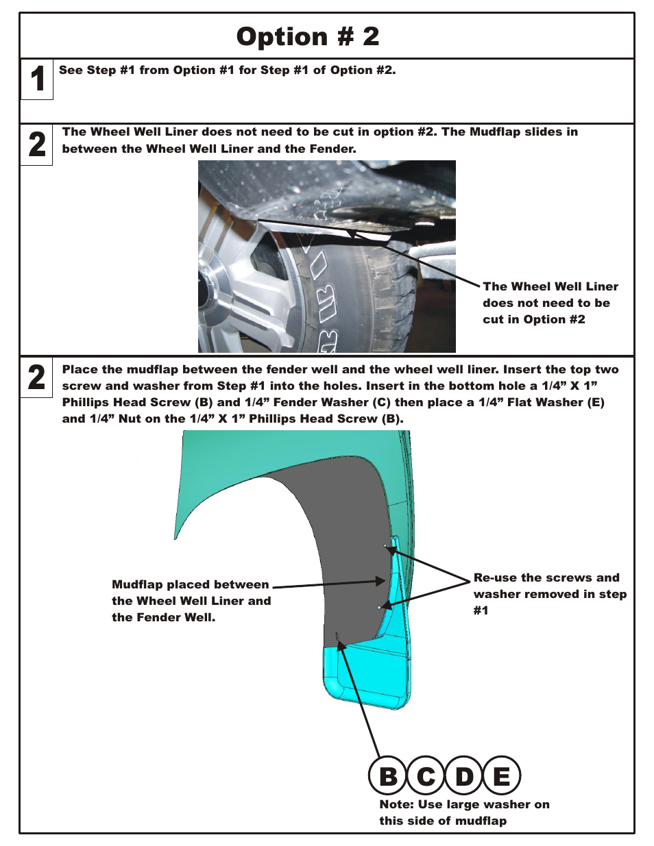 B c d e, Option # 2 | Dee Zee DZ17943 User Manual | Page 5 / 5