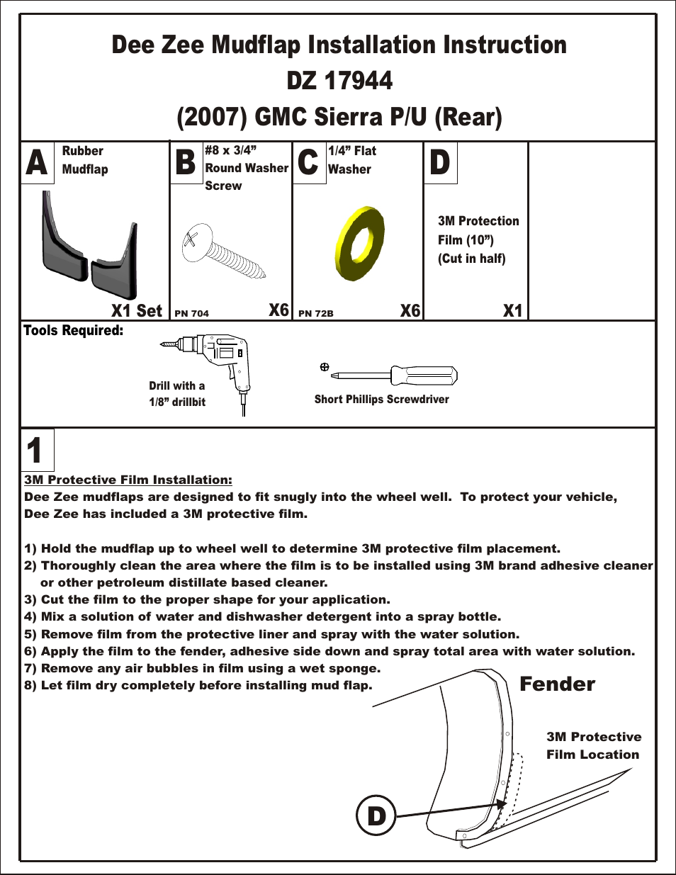 Fender | Dee Zee DZ17944 User Manual | Page 3 / 4