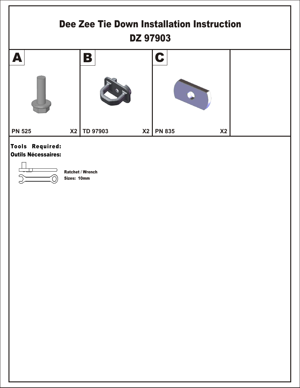 Cb a | Dee Zee DZ97903 User Manual | Page 3 / 6