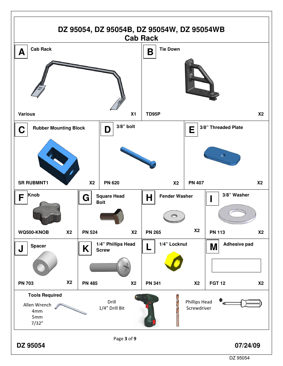 Ik m | Dee Zee DZ95054B User Manual | Page 3 / 9