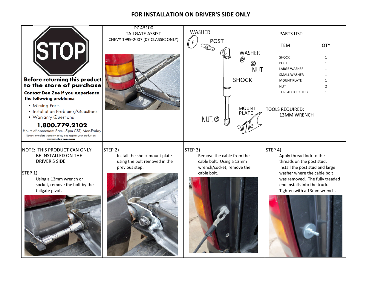 Dee Zee DZ43100 User Manual | 2 pages