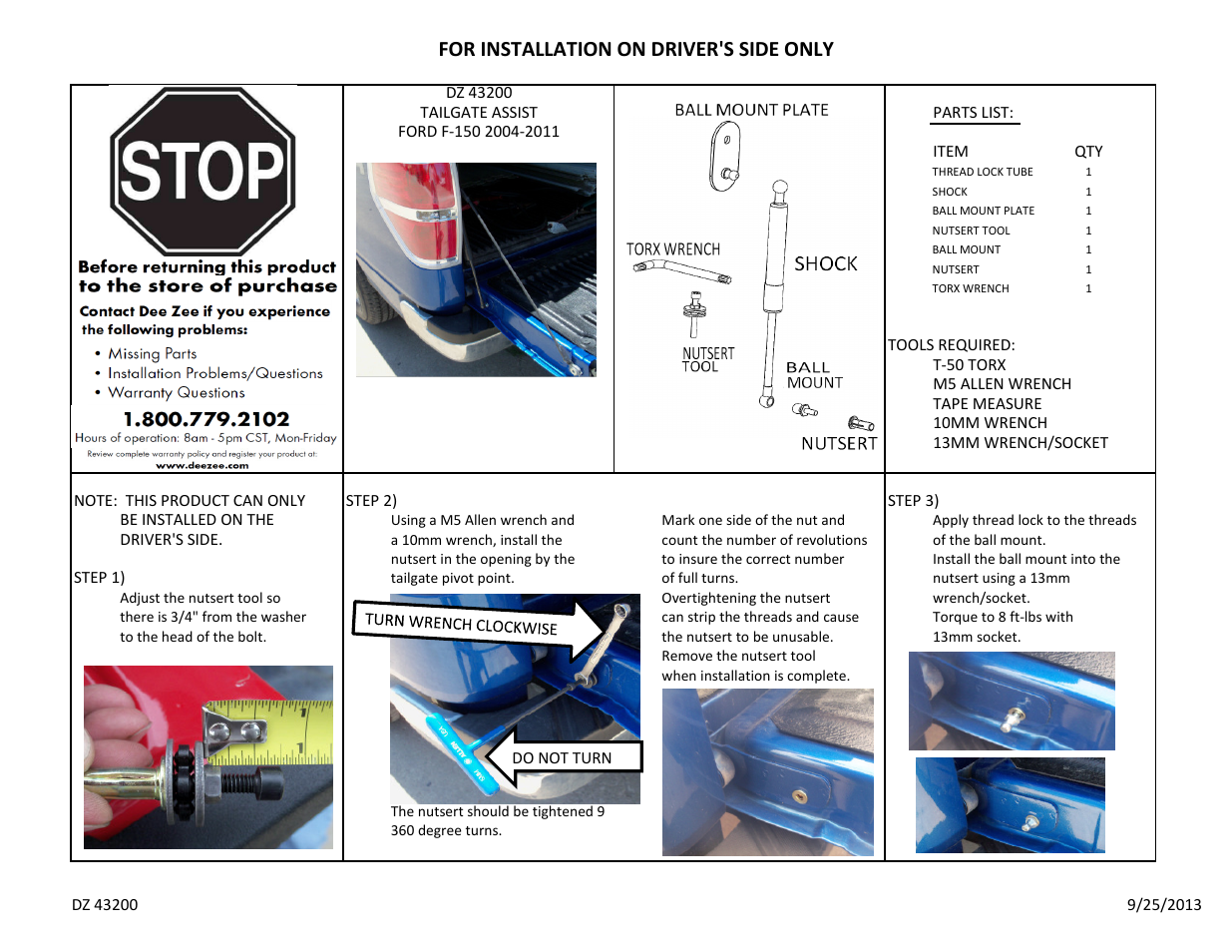 Dee Zee DZ43200 User Manual | 2 pages