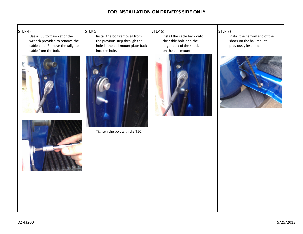 For installation on driver's side only | Dee Zee DZ43200 User Manual | Page 2 / 2