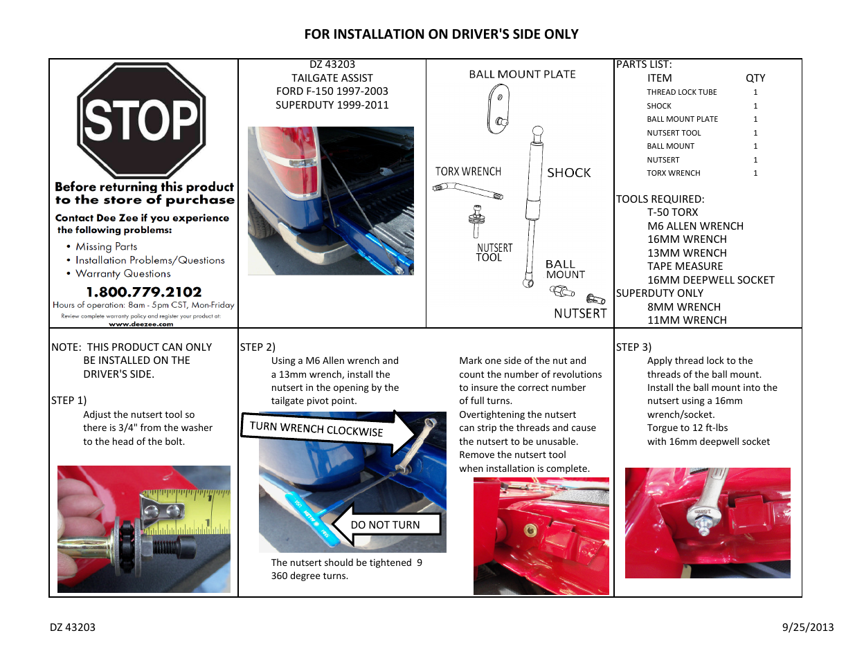 Dee Zee DZ43203 User Manual | 2 pages