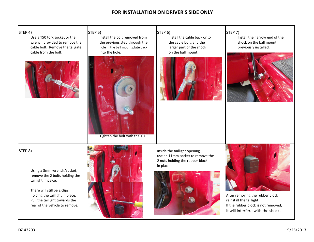 For installation on driver's side only | Dee Zee DZ43203 User Manual | Page 2 / 2