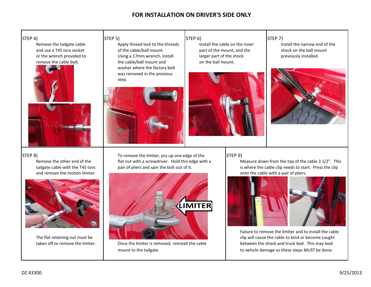 For installation on driver's side only | Dee Zee DZ43300 User Manual | Page 2 / 2