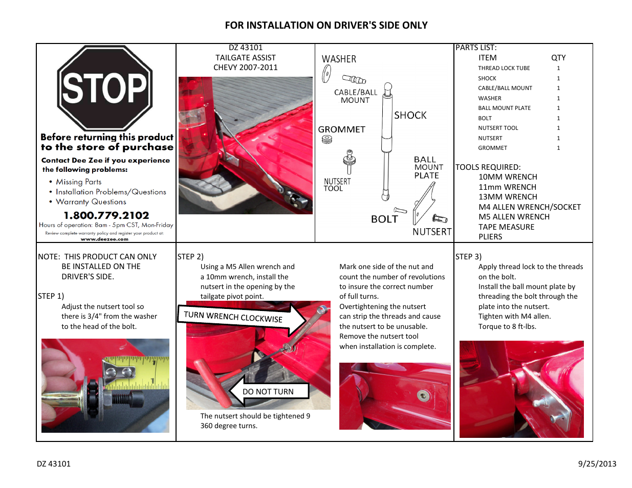 Dee Zee DZ43101 User Manual | 2 pages