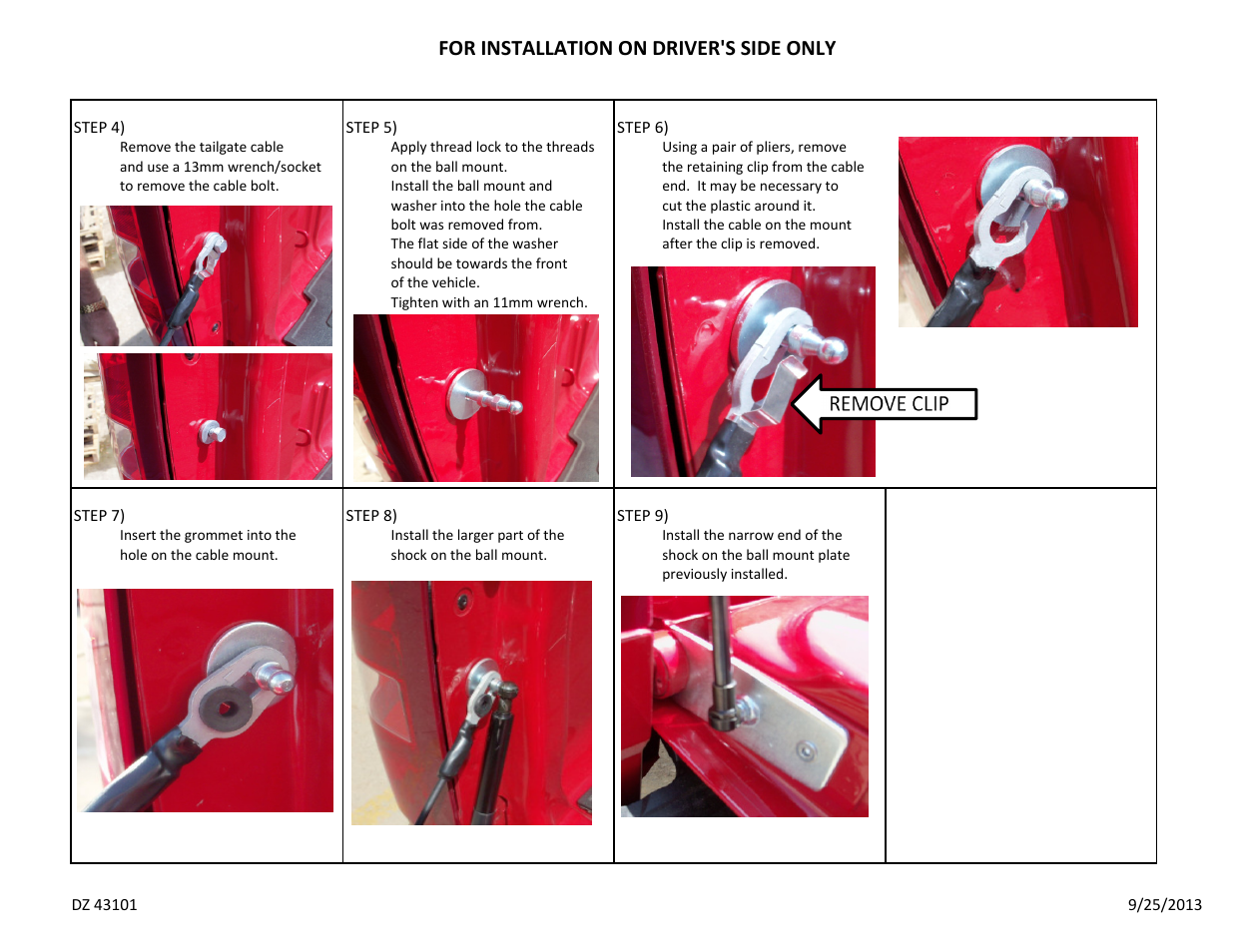 For installation on driver's side only | Dee Zee DZ43101 User Manual | Page 2 / 2