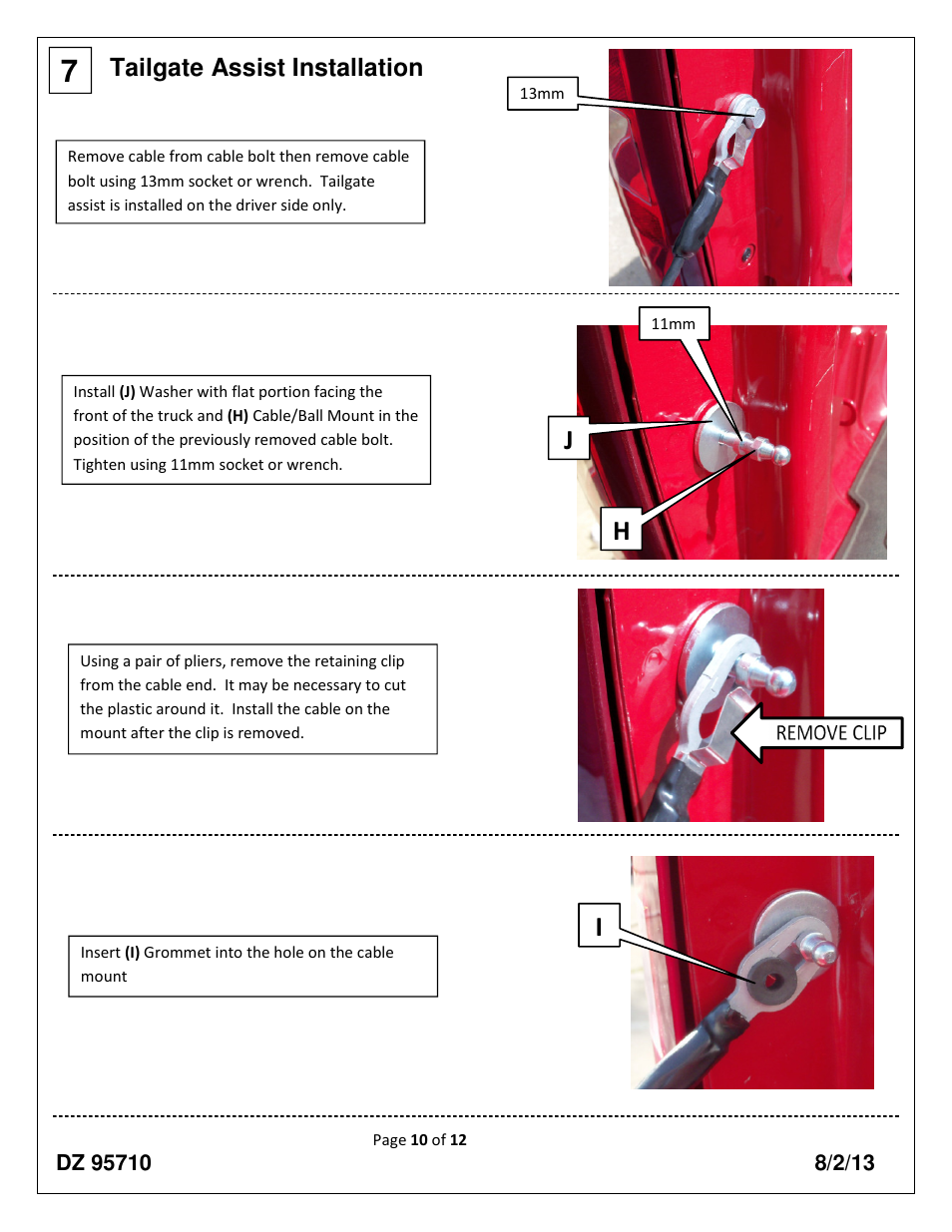 Tailgate assist installation | Dee Zee DZ95710 User Manual | Page 10 / 12