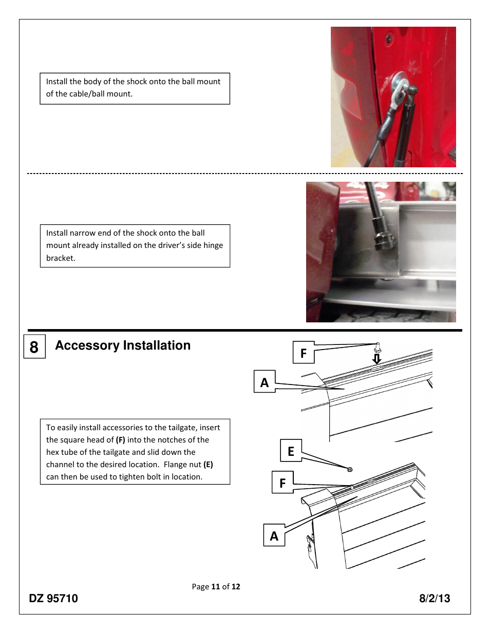 Fe f a a, Accessory installation | Dee Zee DZ95710 User Manual | Page 11 / 12