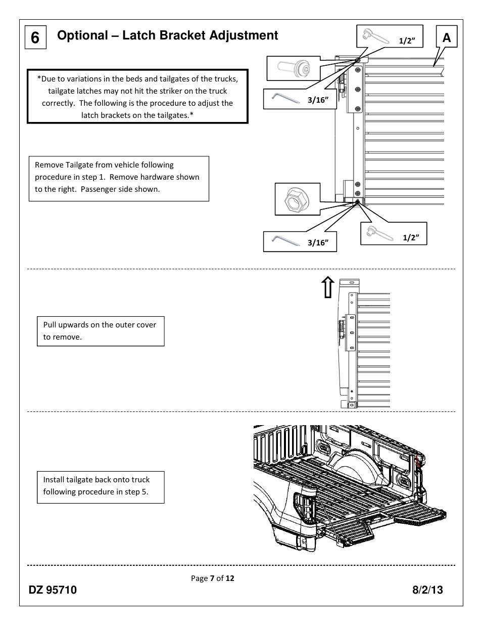 Optional – latch bracket adjustment | Dee Zee DZ95710 User Manual | Page 7 / 12